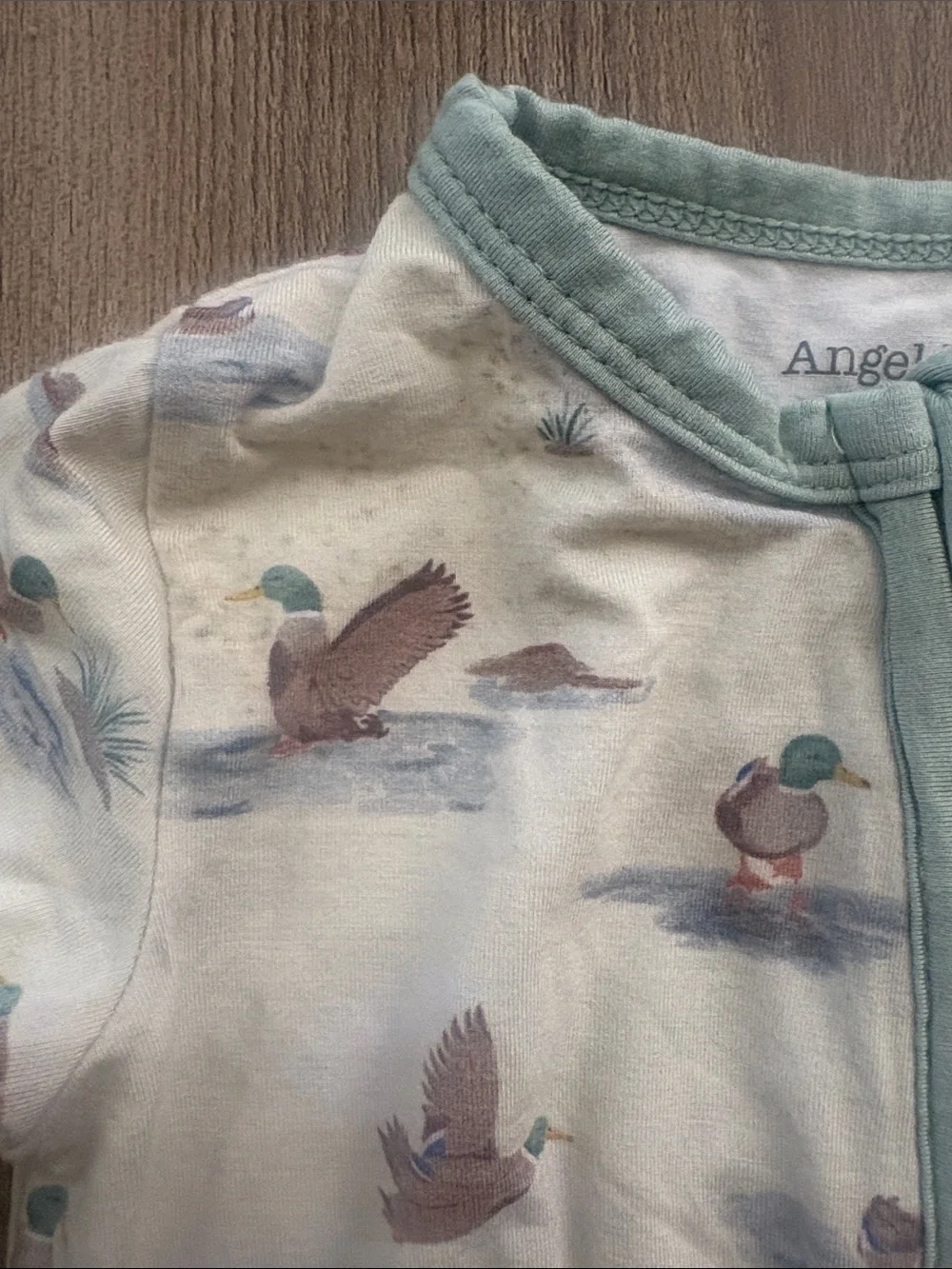 Baby One-Piece Zippered Pajamas in Cream with Duck Print